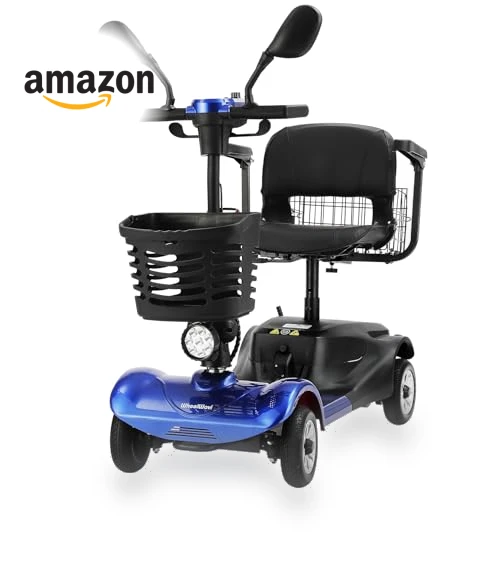 4 Wheel Compact Foldable Electric Mobility Scooter with Lights and Basket — Mobility Scooters, WheelWavi