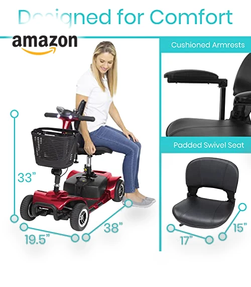 4 Wheel Mobility Scooter - Electric Powered Wheelchair Device for Adults and Elderly — Push Scooters, Vive Health