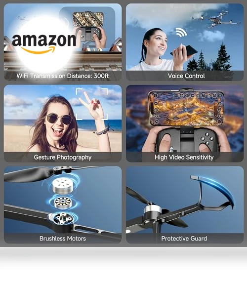 4K Brushless Motor Drone with Camera, FPV, WiFi, Voice Control — Drones, PLEGBLE