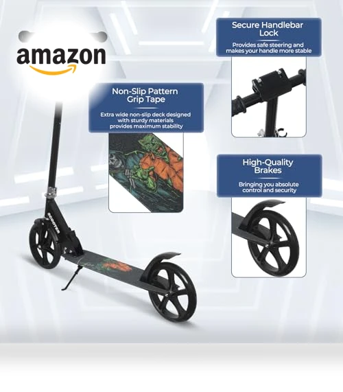 Adjustable Height Folding Kick Scooter with Large Sturdy Wheels — Push Scooters, Nattork