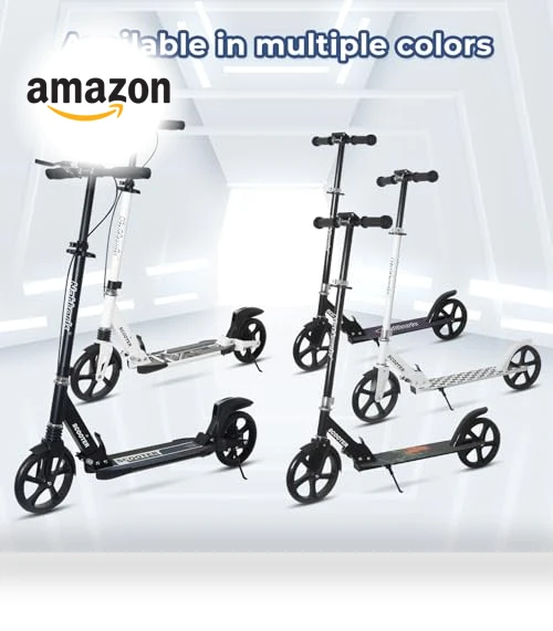 Adjustable Height Folding Kick Scooter with Large Sturdy Wheels — Push Scooters, Nattork