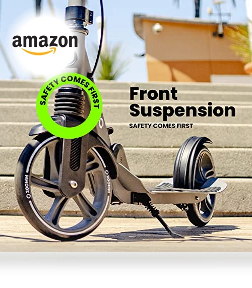Big Wheel Kick Scooter for Kids, Teens, and Adults - Foldable, Adjustable Height with Hand Brake — Push Scooters, AERO MOBILITY