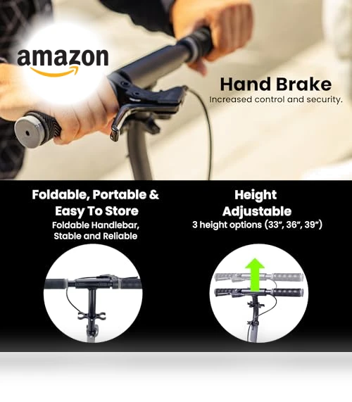 Big Wheel Kick Scooter for Kids, Teens, and Adults - Foldable, Adjustable Height with Hand Brake — Push Scooters, AERO MOBILITY