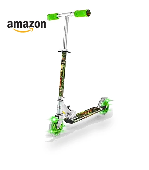 Dinosaur Scooter with Light Up Wheels, Adjustable Handlebar — Push Scooters, Ozbozz
