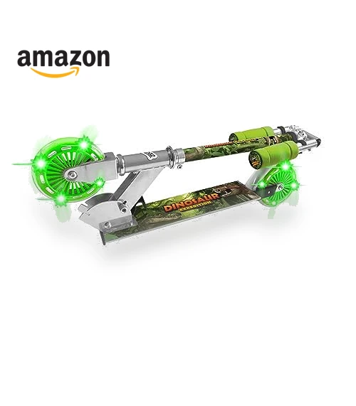 Dinosaur Scooter with Light Up Wheels, Adjustable Handlebar — Push Scooters, Ozbozz