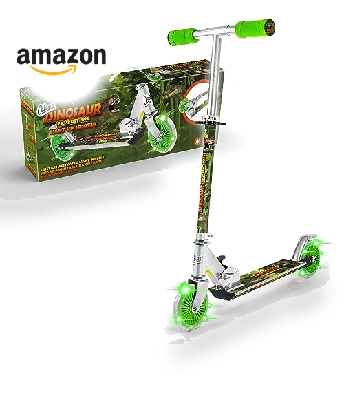 Dinosaur Scooter with Light Up Wheels, Adjustable Handlebar — Push Scooters, Ozbozz