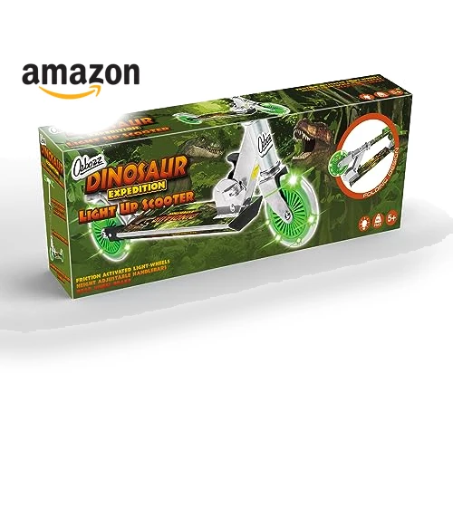 Dinosaur Scooter with Light Up Wheels, Adjustable Handlebar — Push Scooters, Ozbozz