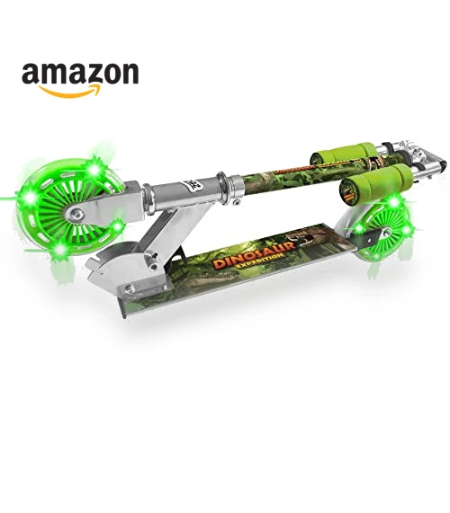 Dinosaur Scooter with Light Up Wheels, Adjustable Handlebar — Push Scooters, Ozbozz