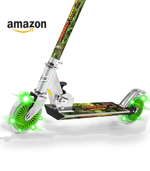 Dinosaur Scooter with Light Up Wheels, Adjustable Handlebar — Push Scooters, Ozbozz