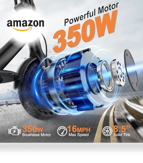 Electric Scooter, 350W/500W Motor, 12-28 Miles Range, 16-21 MPH, Solid Tires, for Adults and Teens — Electric Self-Balancing Scooters, VOLPAM