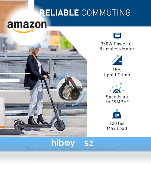 Electric Scooter for Adults, 350W Motor, 17 Miles Range, Portable Folding Commuter Scooter — Electric Vehicles, Hiboy