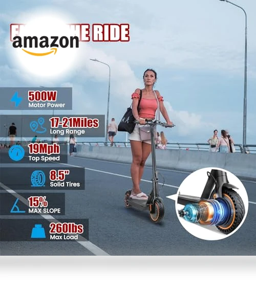 8.5" Solid Tires Electric Scooter for Adults with Smart APP and Cruise Control — Electric Self-Balancing Scooters, widoway