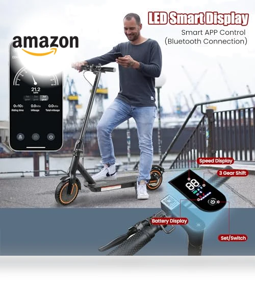 8.5" Solid Tires Electric Scooter for Adults with Smart APP and Cruise Control — Electric Self-Balancing Scooters, widoway