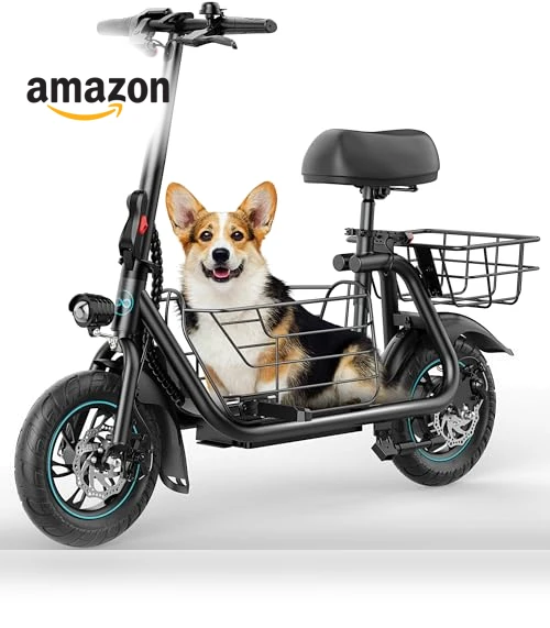 Electric Scooter with Large Middle Basket, 550W Motor, Foldable Design — Electric Self-Balancing Scooters, Gyroor
