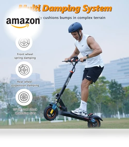 Electric Scooter with Seat 10" Off Road Pneumatic Tires Long Range Motorized e-Scooter — Electric Vehicles, IENYRID