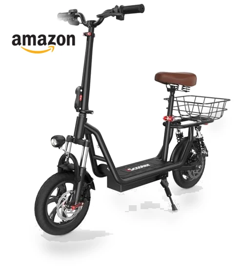 Electric Scooter with Seat, 21 Miles Long Range & 15.6 MPH Top Speed, 12" Pneumatic Tire, Dual Suspensions — Electric Vehicles, iScooter