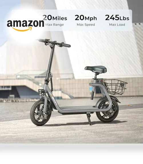 Electric Scooter with Seat, 650W Motor, 20 Miles Range, Foldable E-Scooter for Adults — Electric Vehicles, Jasion