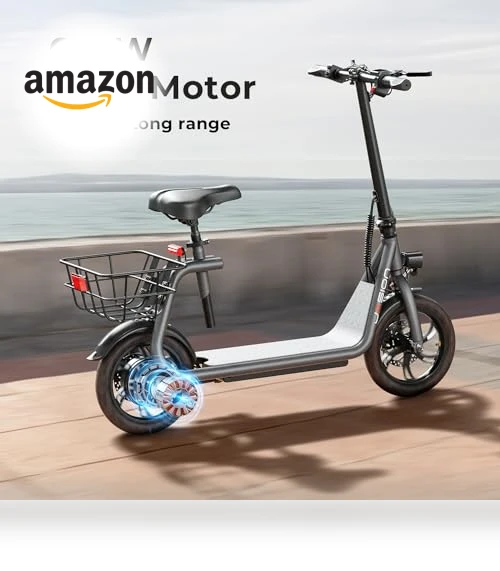 Electric Scooter with Seat, 650W Motor, 20 Miles Range, Foldable E-Scooter for Adults — Electric Vehicles, Jasion