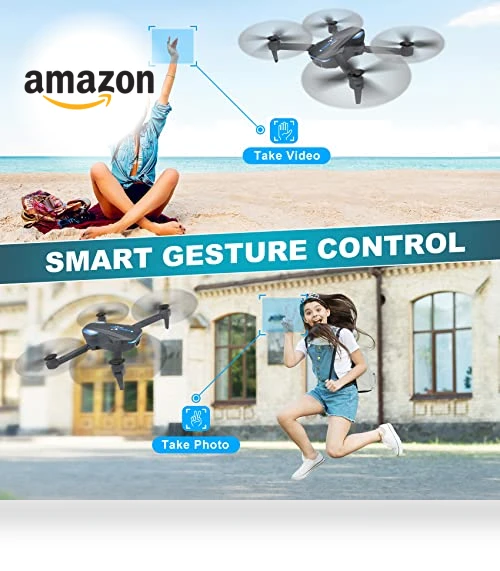 Foldable Drone with 1080P Camera, Voice Control, and Gesture Selfie — Drones, Hiturbo