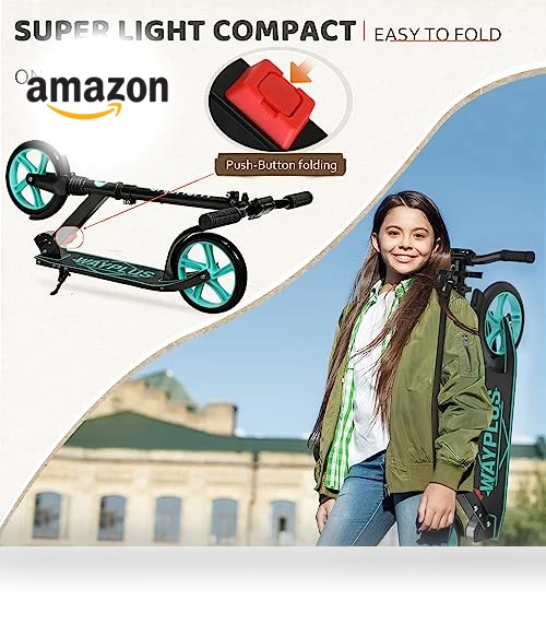 Foldable Kick Scooter with 8IN Wheels for Kids, Teens & Adults — Push Scooters, WAYPLUS