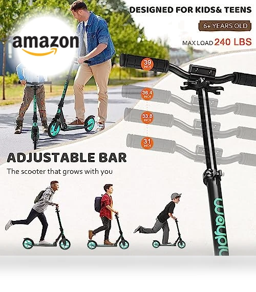 Foldable Kick Scooter with 8IN Wheels for Kids, Teens & Adults — Push Scooters, WAYPLUS