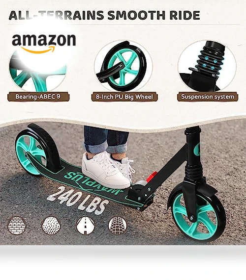 Foldable Kick Scooter with 8IN Wheels for Kids, Teens & Adults — Push Scooters, WAYPLUS