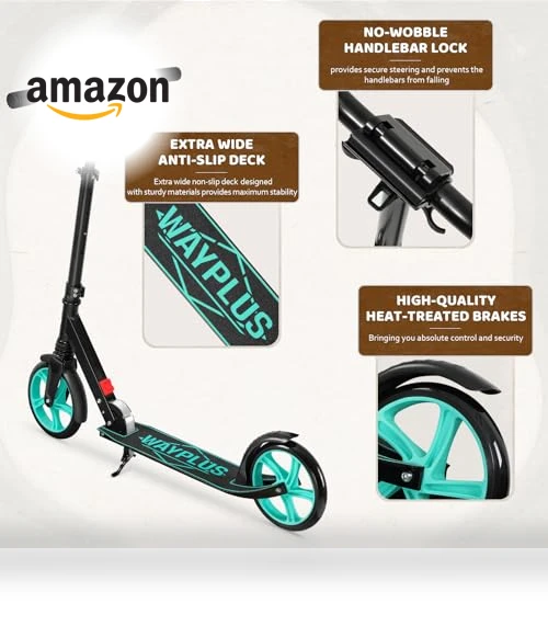 Foldable Kick Scooter with 8IN Wheels for Kids, Teens & Adults — Push Scooters, WAYPLUS