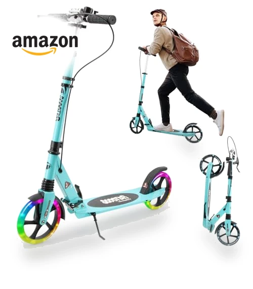 Foldable Kick Scooter with Double Braking System for Teens and Adults — Push Scooters