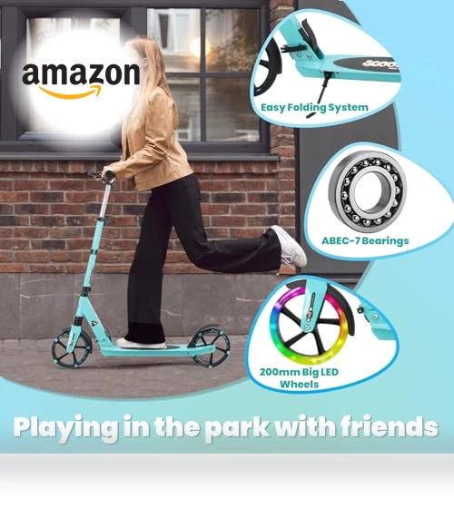 Foldable Kick Scooter with Double Braking System for Teens and Adults — Push Scooters