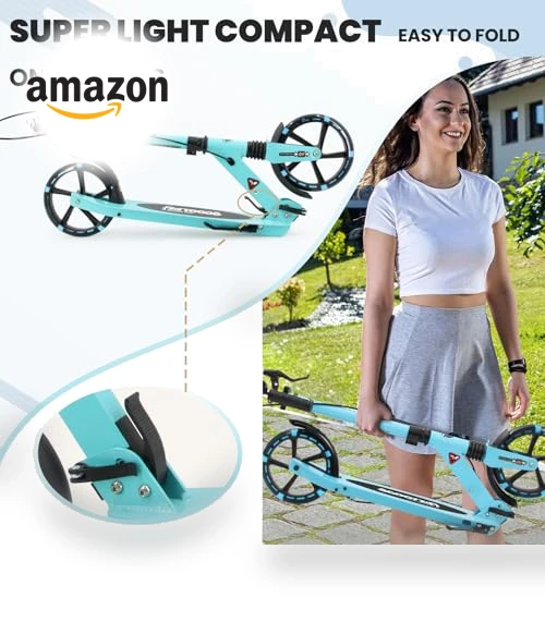 Foldable Kick Scooter with Double Braking System for Teens and Adults — Push Scooters