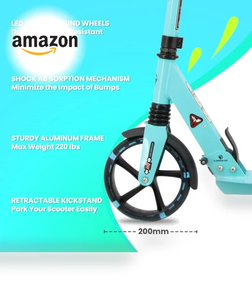 Foldable Kick Scooter with Double Braking System for Teens and Adults — Push Scooters