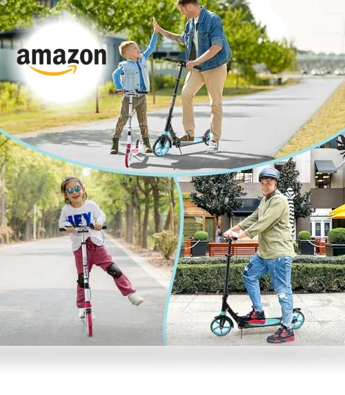 Foldable Kick Scooter with Double Braking System for Teens and Adults — Push Scooters
