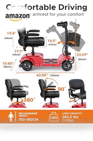 Folding 4 Wheel Mobility Scooter with 15 Mile Long Range — Mobility Scooters, ENGWE