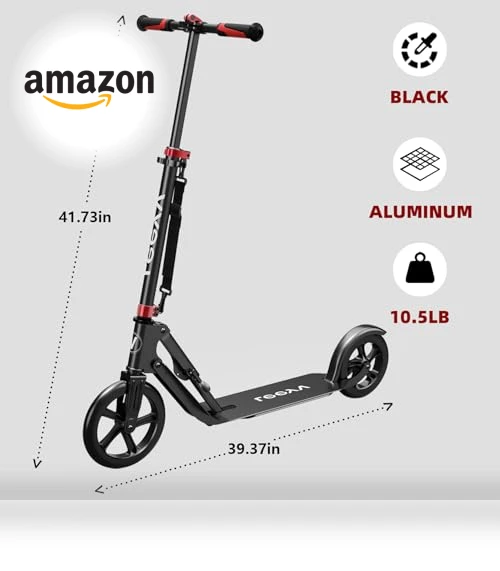 Folding Adjustable Adult Scooter with Big Wheels — Push Scooters, LEEYV