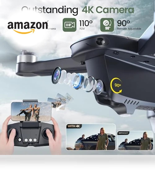 GPS Drone with 4K Camera, Auto Return, Follow Me, Brushless Motor, 46 Mins Flight — Drones, Holy Stone