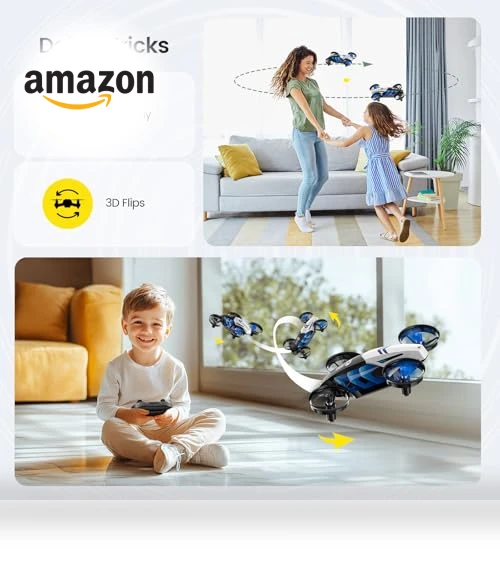 2 IN1 MINI Indoor Drone with Land & Fly Mode, RC Quadcopter for Kids — Flying Toys, Holy Stone