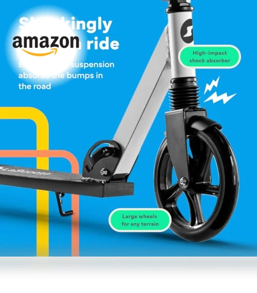Adjustable Kick Scooter with Large Wheels for Kids, Teens & Adults — Push Scooters, Lascoota