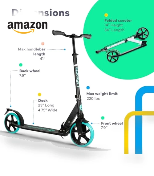 Adjustable Kick Scooter with Large Wheels for Kids, Teens & Adults — Push Scooters, Lascoota