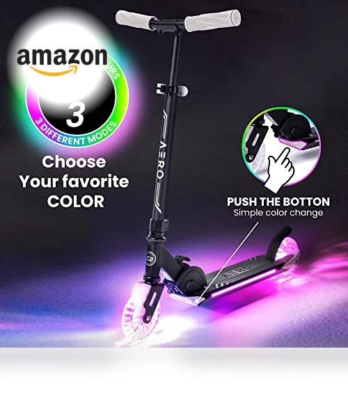 Dynamic Light Up Kick Scooter for Kids with Adjustable Handlebar — Push Scooters, AERO MOBILITY