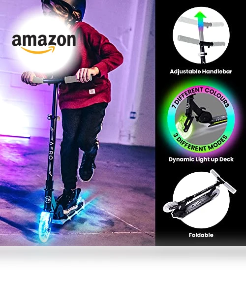 Dynamic Light Up Kick Scooter for Kids with Adjustable Handlebar — Push Scooters, AERO MOBILITY