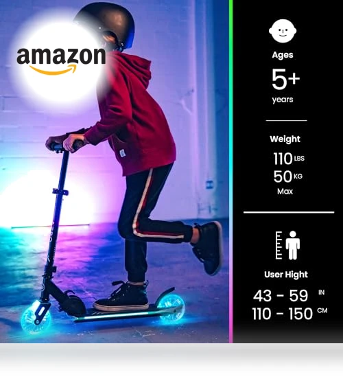 Dynamic Light Up Kick Scooter for Kids with Adjustable Handlebar — Push Scooters, AERO MOBILITY