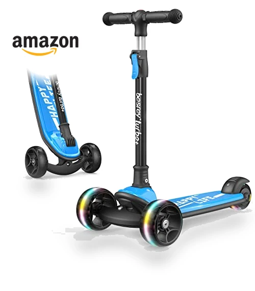3 Wheel Kick Scooter for Kids with LED Light Wheels and Adjustable Height — Push Scooters, besrey