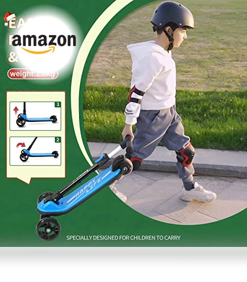 3 Wheel Kick Scooter for Kids with LED Light Wheels and Adjustable Height — Push Scooters, besrey