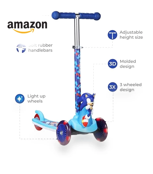 3 Wheeled Self-Balancing Kick Scooter for Kids with Light Up Wheels — Balance Bikes, Voyager