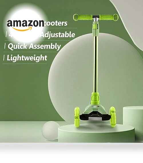 3 Wheel Scooter for Kids with Light Up Wheels, Adjustable Height — Balance Bikes, WV WONDER VIEW