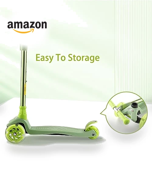 3 Wheel Scooter for Kids with Light Up Wheels, Adjustable Height — Balance Bikes, WV WONDER VIEW