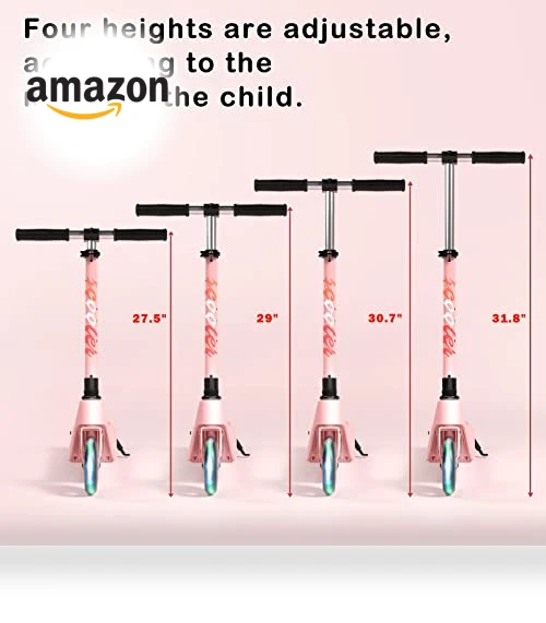 Electric Scooter for Kids with Adjustable Speed and Height, Flash Wheel & Deck Lights — Balance Bikes, LINGTENG