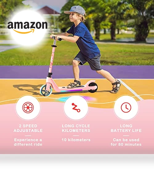 Electric Scooter for Kids with Adjustable Speed and Height, Flash Wheel & Deck Lights — Balance Bikes, LINGTENG