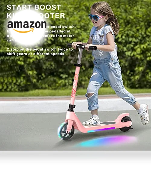 Electric Scooter for Kids with Adjustable Speed and Height, Flash Wheel & Deck Lights — Balance Bikes, LINGTENG