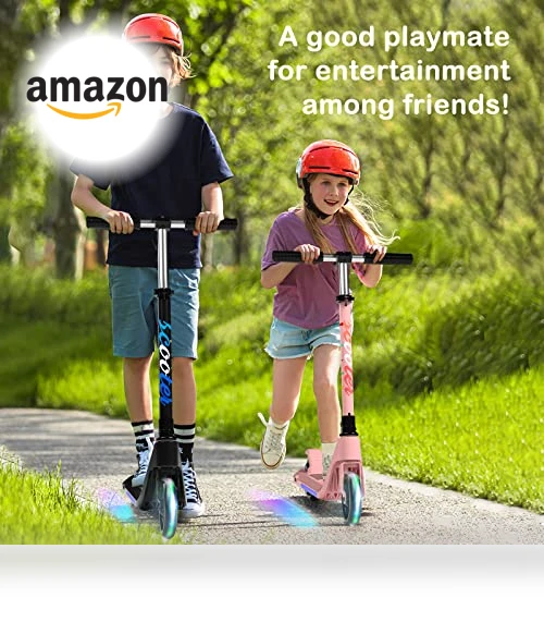 Electric Scooter for Kids with Adjustable Speed and Height, Flash Wheel & Deck Lights — Balance Bikes, LINGTENG
